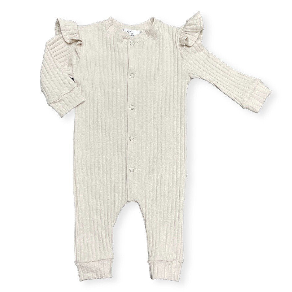 Boxpakje ruffle wide rib natural beige