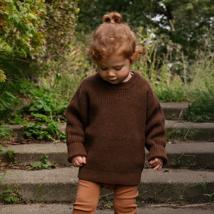 Gebreide Trui Baby - Merinowol - Bruin