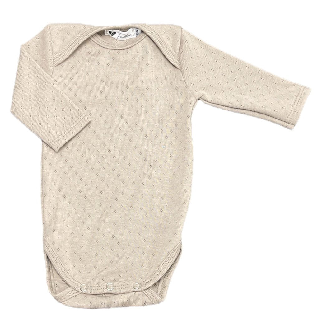 Romper lange mouwen pointelle beige