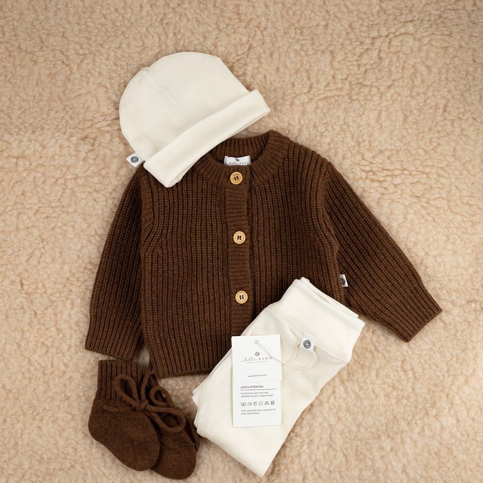 Gebreid Vestje Baby - Merinowol - Bruin