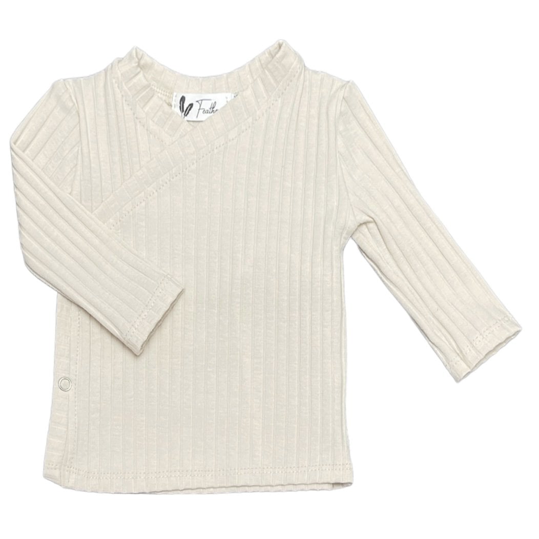 Overslagshirt rib natural beige