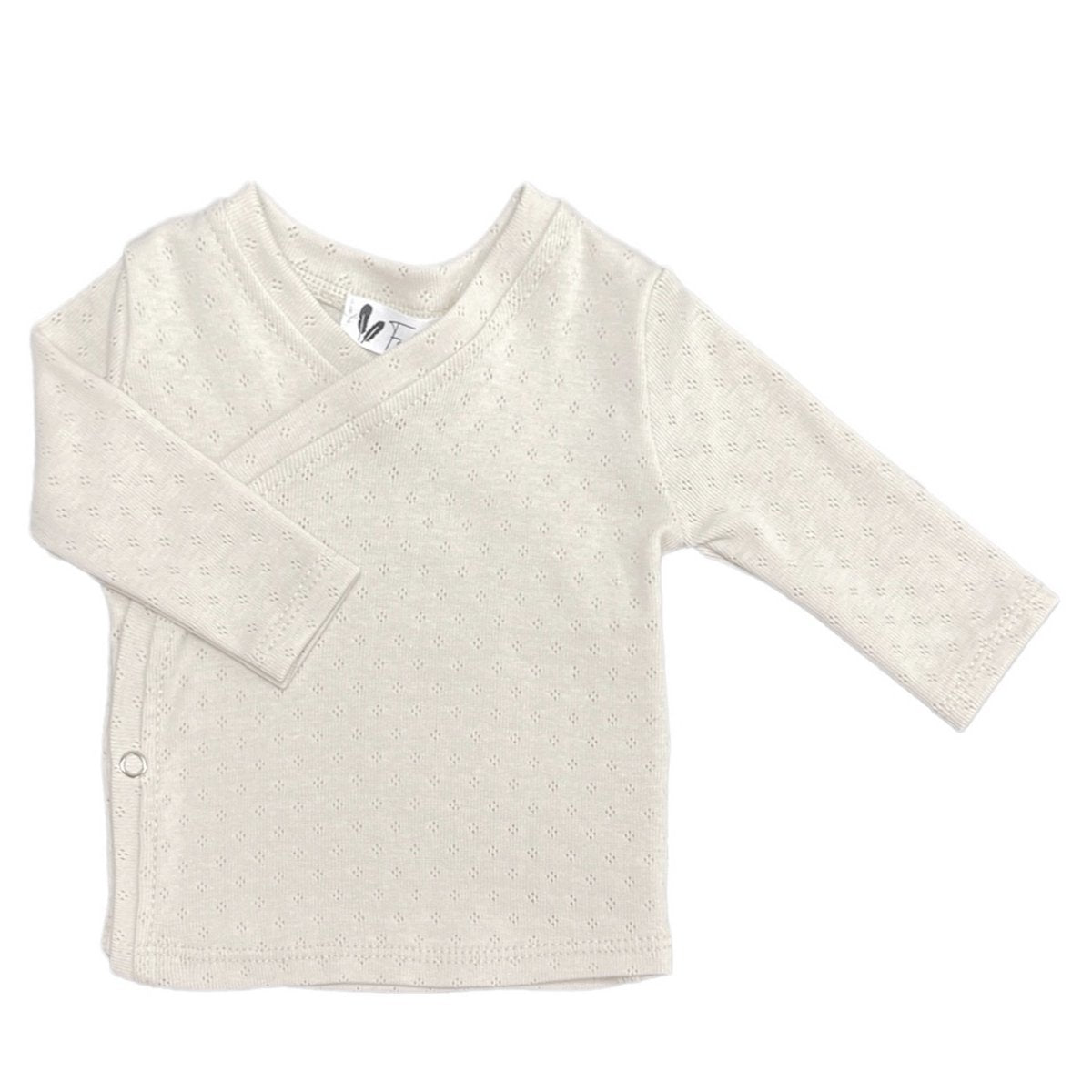 Overslagshirt pointelle beige