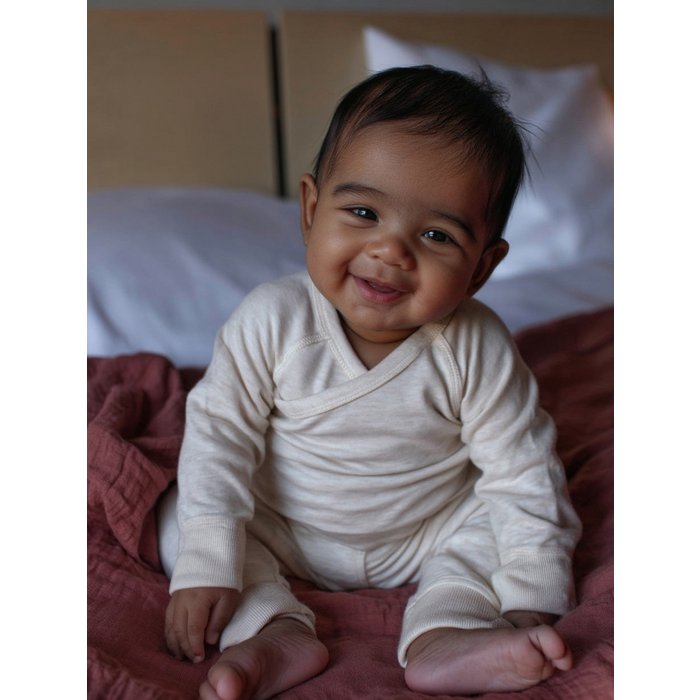 Kindertrui overslag - Merinowol - Naturel