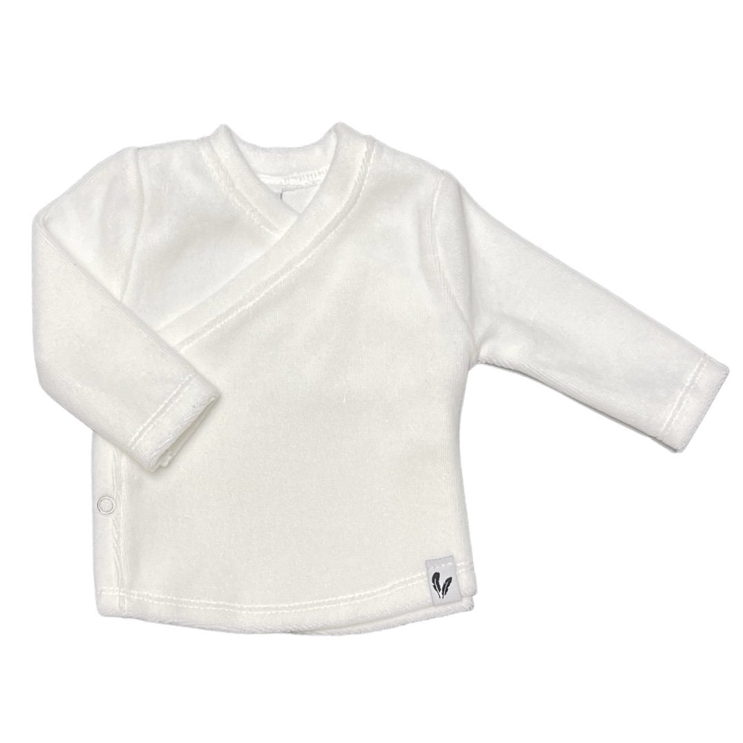 Overslagshirt van zachte velours wit