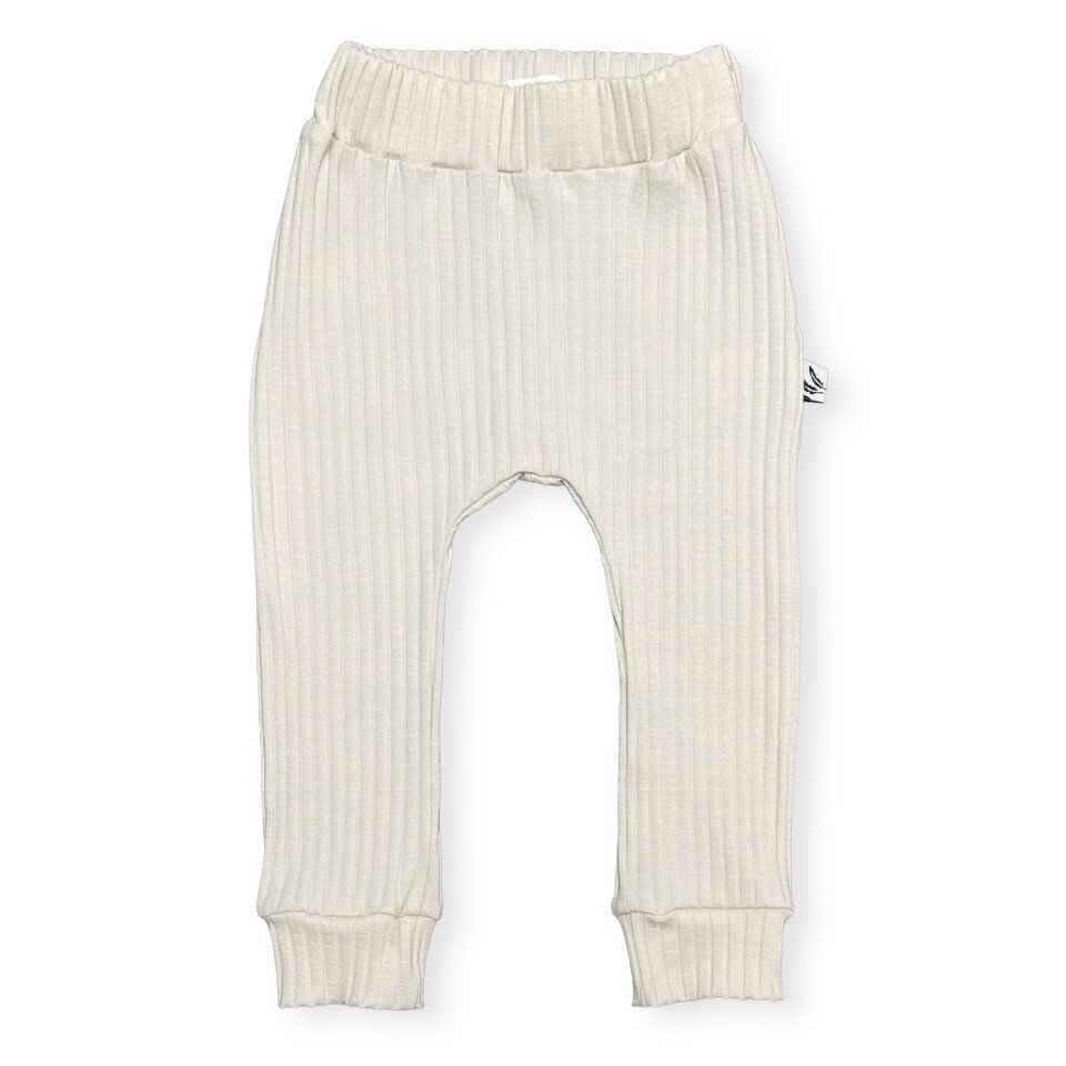 Broek wide rib jersey natural beige