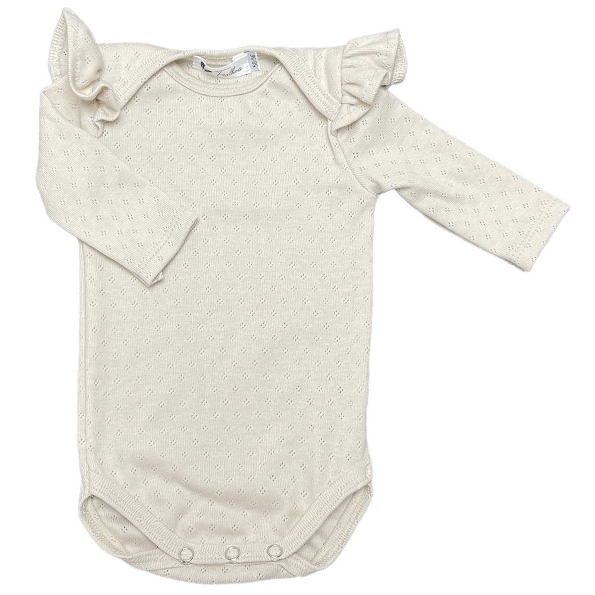 Romper lange mouwen ruffle pointelle beige